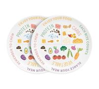 Viynran 10 Inch Portion Control Plate for Adults - Cute Melamine Dinner Plate with Colorful Food Illustrations for Balanced Meals and Mindful Eating (2 Pack)