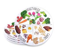 Viynran 10'' Portion Control Plate for Balanced Eating - Healthy Nutrition Plate for Adults and Teens - Melamine Dividers, Weight Loss, Diabetes Plate (4 Pack)