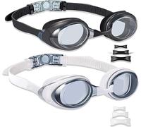 Viyol Swimming Goggles 2 Pack Anti-fog Anti-UV Silicone Swim Goggles Adult Women Men Youth Kids Child, Flexible 3 Size Nose Bridge Flat Lense No Leaking Soft Silicone Frame Scratch Prevention