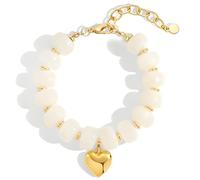VIYPDRST Acrylic Beaded Bracelets for Women Chunky Resin Beads Adjustable Heart Pendant Bracelet Colorful Summer Statement Boho Jewelry, One Size, Alloy, no gemstone