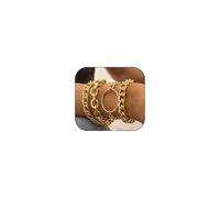 VIYPDRST Chunky Gold Chain Bracelets for Women,Trendy Gold Silver Chain Stacking Bracelets Punk Cuban Link Chain Bracelet Sets Fashion Gold Statement Bangle Bracelets Jewelry, One Size, Alloy, no