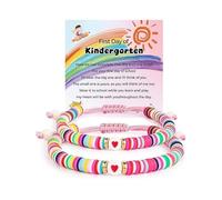 VIYPDRST First Day of School Mommy and Me Matching Bracelet Set Back to School Gifts Adjustable Matching Heart Wish Bracelet Heart Clay Bead Bracelets Set Jewelry , One Size, Alloy, no gemstone