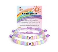 VIYPDRST First Day of School Mommy and Me Matching Bracelet Set Back to School Gifts Adjustable Matching Heart Wish Bracelet Heart Clay Bead Bracelets Set Jewelry , One Size, Alloy, no gemstone