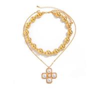 VIYPDRST Gold Chunky Cross Necklace for Women Statement Cross Layered Necklace Thick Chain Pendant Jewelry , One Size, Metal, No Gemstone
