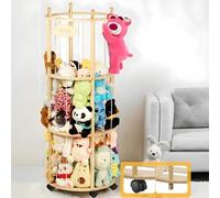 Viyuse Stuffed Animal Zoo Storage Extra Large Wooden Stuffed Animal Holder Soft Toy Organizer Nursery Zoo Cage Plush Stuffed Toy Cage Kids Playroom Bedroom Decor Display Corner Round