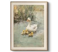 VIYYIEA Framed Wall Art for Living Room, Duck Art Canvas Prints, Vintage Home Decor, Animals Painting Picture, Bathroom Wall Decor Gifts for Friends or Family - 16L x 12W
