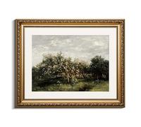 VIYYIEA Gold Framed Wall Art Canvas Print Home Decor Fruit trees Vintage Oil Painting Prints Modern Blossom Apple Tree Pictures Botanical Landscape Farmhouse Wall Decor for Bedroom Bathroom 13x16in