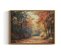 VIYYIEA Vintage Framed Canvas Wall Art, Autumn Forest Art Prints, Rustic Fall Landscape Decor for Living Dining Therapy Study Room Hallway Office Bedroom, Farmhouse Country Decor,12x16 Inch