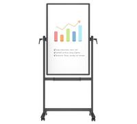 VIZ-PRO Double-Sided Magnetic Mobile Whiteboard 120 x 60 cm, Black Aluminium Frame and Stand