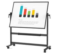 VIZ-PRO Double-Sided Magnetic Mobile Whiteboard, 120 x 90 cm, Black Aluminium Frame and Stand