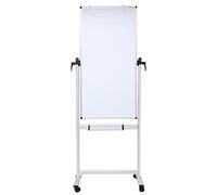 VIZ-PRO Double-Sided Magnetic Revolving Mobile Whiteboard, 2 Pack W600xH1200mm White Board, Aluminium Frame & Stand