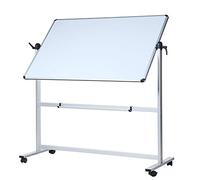 VIZ-PRO Double-Sided Magnetic Revolving Mobile Whiteboard, Aluminium Frame & Stand,W110xH75 cm