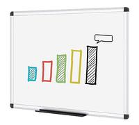 VIZ-PRO Dry Erase Whiteboard 110 x 75 cm, Dry Wipe White Board with Silver Aluminium Frame and Pen Tray