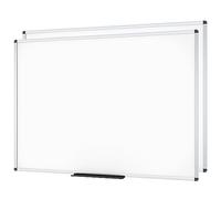 VIZ-PRO Dry Erase Whiteboard 180 x 120 cm, 2 Pack, Dry Wipe White Board with Silver Aluminium Frame and Pen Tray