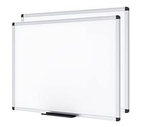 VIZ-PRO Drywipe Whiteboard 90 x 60 cm, 2 Pack, Dry Erase White Board with Silver Aluminium Frame and Pen Tray