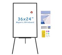 VIZ-PRO Flip Chart Whiteboard 90x60cm Black, Magnetic Whiteboard with Stand