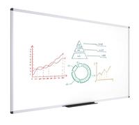 VIZ-PRO Large Magnetic Whiteboard with Silver Aluminium Frame, 180 x 120 cm