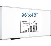 VIZ-PRO Magnetic Dry Erase Board 240 X 120 cm, Foldable Wall-Mounted Whiteboard with Silver Aluminum Frame & Marker Tray for School Office and Home
