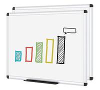 VIZ-PRO Magnetic Whiteboard 100 x 80 cm, 2 Pack, Dry Erase White Board with Pen Tray, Silver Aluminium Frame, Dry Wipe Writing Board for Office, Home & School