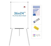 VIZ-PRO Magnetic Whiteboard Easel, 90 x 60 cm, Portable Dry Erase Board Height Adjustable for School Office and Home