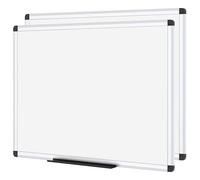 VIZ-PRO Magnetic Whiteboard with Silver Aluminium Frame, 120x90 cm, 2 Pack
