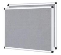 VIZ-PRO Notice Board Felt Grey, 2 Pack, 90x60cm, Silver Aluminium Frame