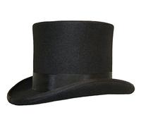 viz-uk wear Hand Made 6" High 100% Wool Satin Lined Top Hat Small to XXL Black