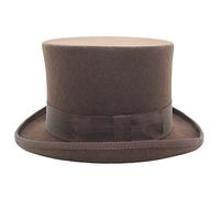 viz-uk wear Quality 100% Wool Hand Made Wedding Event Felt Top Hat 13 Colours Available Brown