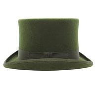 viz-uk wear Quality 100% Wool Hand Made Wedding Event Felt Top Hat 13 Colours Available Olive
