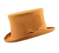 viz-uk wear Quality 100% Wool Hand Made Wedding Event Felt Top Hat 13 Colours Available (Small, Mustard)