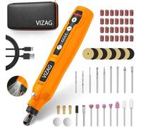 Vizag Cordless Rotary Tool Kit, 5-Speed Mini Electric Drill with 61 Accessories, Rechargeable Detail Sander & Engraving Pen, DIY Wood Carving, Polishing, Sanding & Craft Tool Set (Orange)