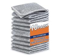 VIZAG Wire Dishwashing Rag for Wet and Dry, Non Scratch Wire Dishcloth, Double Stainless Steel Scrubber, Multipurpose Wire Dishwashing Rags for Cookware, Sinks, Dishes, (10)