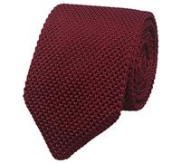 Vizakiss Men's Skinny Knit Tie Vintage Casual Formal Designer Necktie Pointed Bottom, Wine Red, One size
