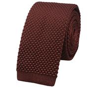 Vizakiss Men's Solid Color Skinny Knit Tie Smart Formal Cotton Necktie Flat Bottom, Rust Brown, One size