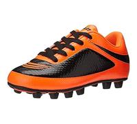 VIZARI Boys FG Football Boots - Kids Firm Ground Football Shoes for Indoor & Outdoor Play - Durable & Comfortable Youth Soccer Trainers with Easy-Fit Design Orange Black