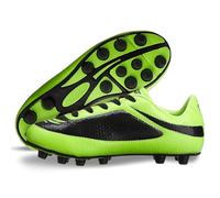 VIZARI Boys FG Football Boots - Kids Firm Ground Football Shoes for Indoor & Outdoor Play - Durable & Comfortable Youth Soccer Trainers with Easy-Fit Design Green Black