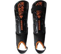 Vizari Malaga Football Shin Pads - Adults & Kids Shin Pads With Superior Ankle Support - Non-Slip Adjustable Straps Shin Pads For Men and Women, Black/N. Orange Large