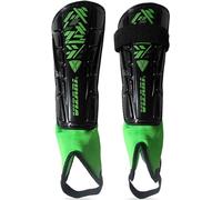 Vizari Malaga Football Shin Pads - Adults & Kids With Superior Ankle Support - Non-Slip Adjustable Straps for Men and Women, Black/White Large