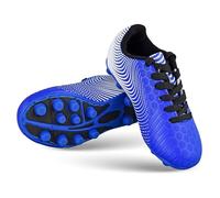 VIZARI Stealth FG Football Boots - Firm Ground Football Shoes for Boys & Girls - Durable Kids Soccer Trainers for Outdoor Training & Match Play Blue White