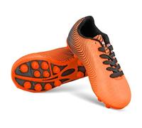 VIZARI Stealth FG Football Boots - Firm Ground Football Shoes for Boys & Girls - Durable Kids Soccer Trainers for Outdoor Training & Match Play Orange Black