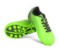 VIZARI Stealth FG Football Boots - Firm Ground Football Shoes for Boys & Girls - Durable Kids Soccer Trainers for Outdoor Training & Match Play Green Black