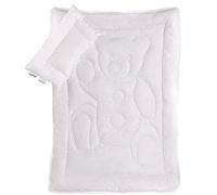 Vizaro - Duvet and Pillow Pure Cotton with Teddy Pattern -Winter 300g - 9,5 Tog- Anti-Allergy, Anti-Mites, Anti-Mold - COT 60x120cm - 2 Pieces Set Dim.90x120cm, 60x30cm - Made in EU - OekoTex -