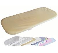 Vizaro - Fitted Sheet for Pram/Moses Basket Mattress (75-80x35cm) - Pure Premium Cotton - Made in EU - OekoTex - Safe for Babies - C. Beige Stripes and Lace