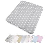 Vizaro - Padded Baby Changing Table Cover - 100% Pure Cotton - 70 x 75 cm - Made in EU - ÖkoTex - Safe Product - K. White Polka Dots