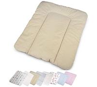 Vizaro - Padded Changing Mat 70x75 cm - Pure Premium Cotton - Made in EU - OekoTex - Safe for Babies - C. Beige Stripes and Lace