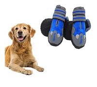 VIZAUZIE Dog Shoes Rain Waterproof Protective Boots for Small Medium and Large Dogs 4pcs Blue S