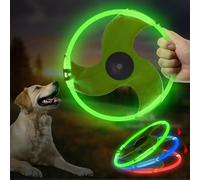 Vizbrite LED Dog Flying Disc, Rechargeable LED Light Dog Flying Disc Flyer Pet Toys, Glow in The Dark Pet Toy with 3 Light Models, High Visibility Lighted Pet Training Throwing Playing for Exercise
