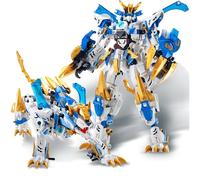 VizBrou 2 in 1 Mech Building Blocks Action Figure Toys, 515 PCS White Tiger Transforming Robot Building Set, Tiger Mecha Robot Model Toys for Adults Boys Ages 6+