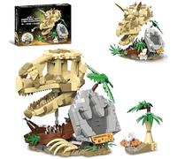 VizBrou 2 in 1 T-Rex Dinosaur Skull Building Blocks Set, 714 PCS Prehistoric Animals Fossil Brick Model for Adults & Teens, Educational STEM Dino Skeleton Construction Toy Gift for Home Decor