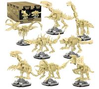 VizBrou 8 in 1 T-Rex Dinosaur Skeleton Building Blocks Set, Jurassic Science Tyrannosaurus Rex Dino Skeleton Bone Construction Kit for Home Decor & Office, Prehistoric Fossil Model Toys, 930 PCS